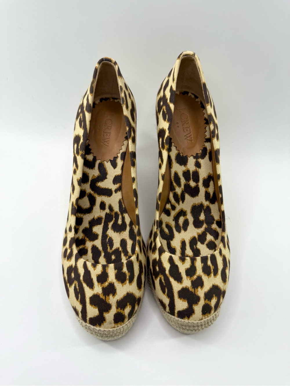 J Crew Factory Seville Leopard Espadrille Wedge Pumps Tan/Brown Women’s 7 - Picture 5 of 13